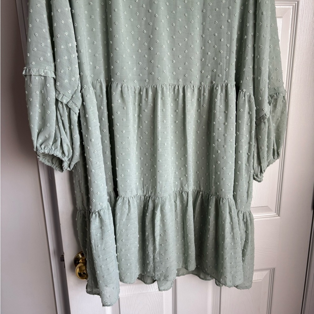 CeCe Light Green Long Sleeve Dress - Picture 3 of 4